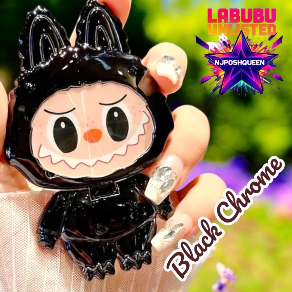 LABUBU BLACK Foldable Rotating Phone Stand with Mirror & Surprise Bonus Gift